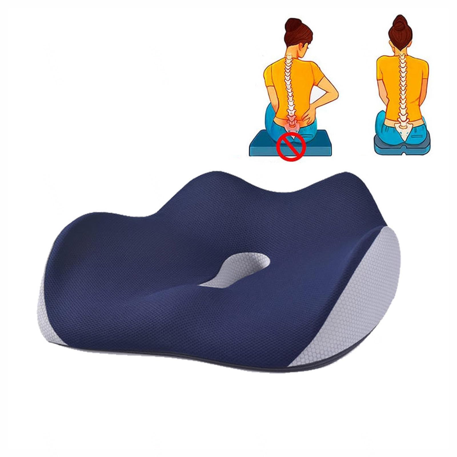 HAZARA Cojín Antiescaras, Cojin Ergonomico Silla Oficina para Alivio De Presión, Cojin Ergonomico Silla Oficina para Espalda,Alivio del Dolor De Coxis,A-Blue