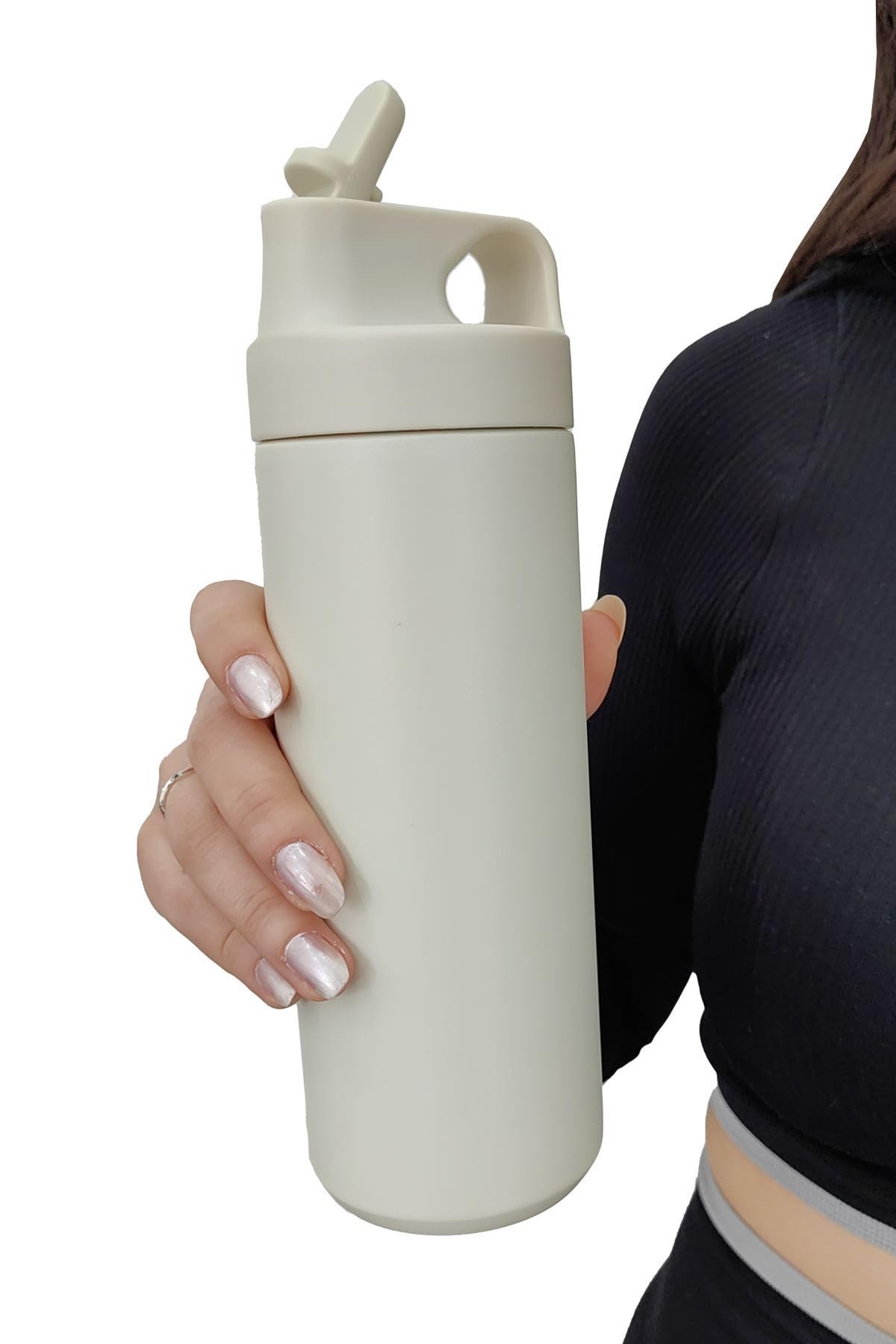 304 L Çelik Krem 500 ml Pipetli Matara Suluk cin414by