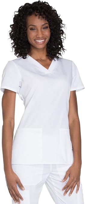 V-Neck Womens Scrubs Top Workwear Originals with Rib-Knit Back Panels WW645