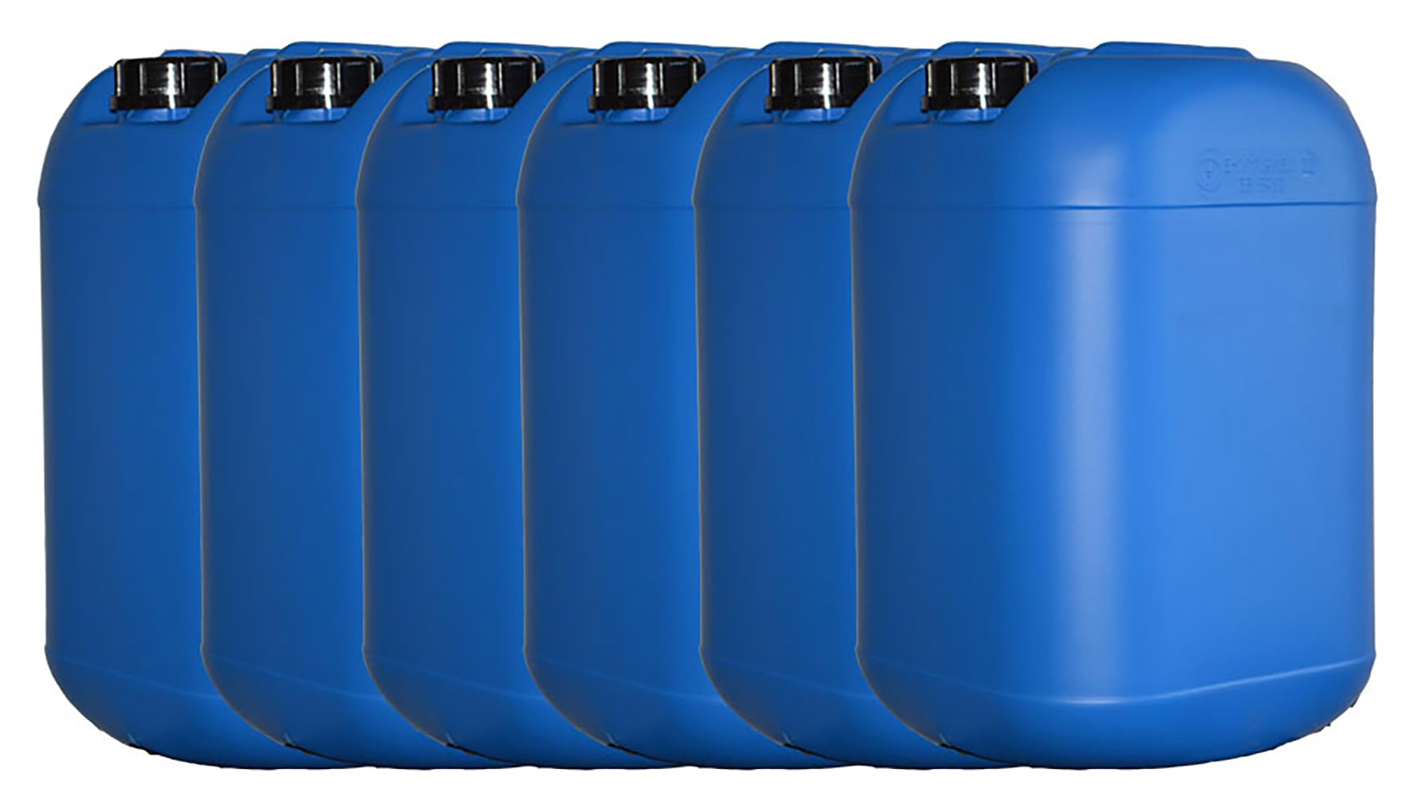 Itp Packaging Blue 6 X 25 Litre Square Round Jerry Can With Tamper Evident Cap Water Storage For Camping And Caravanning