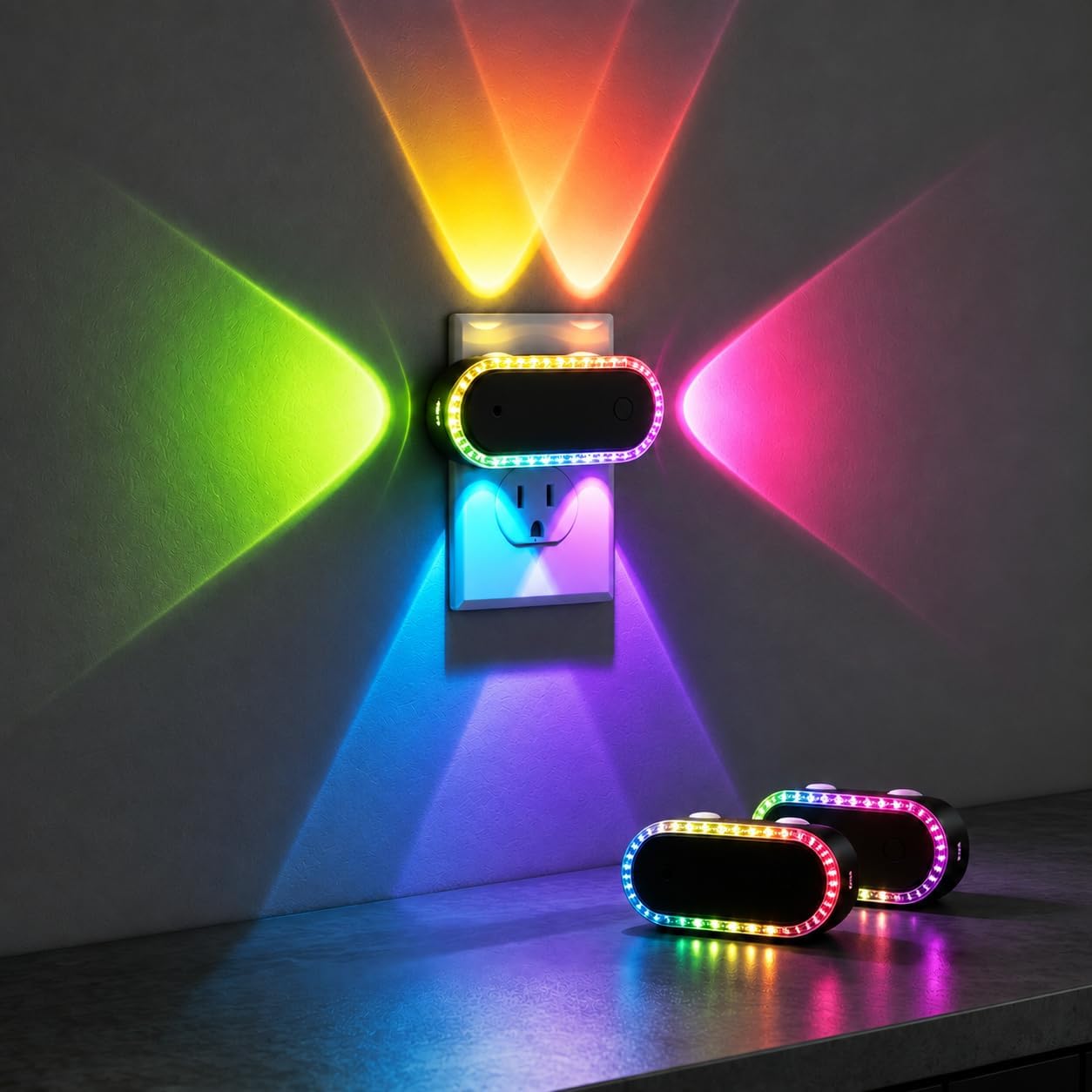 Briignite Night Lights Plug into Wall,Night Light Projector,RGB,2 Pack