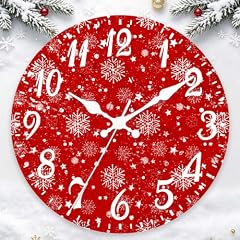 SUKYING Red Christmas Wall Clock, 12 Inch Snowflake Decoratve Clock product