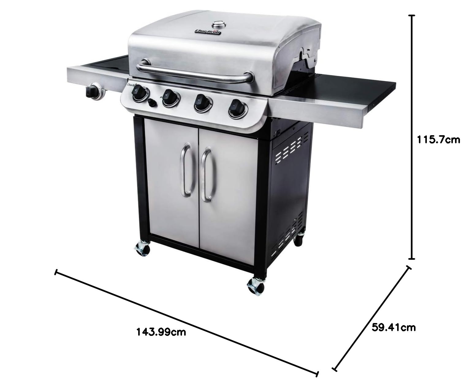 Char-Broil Convective 440S - 4 Brenner Gasgrill mit Seitenbrenner, Edelstahl