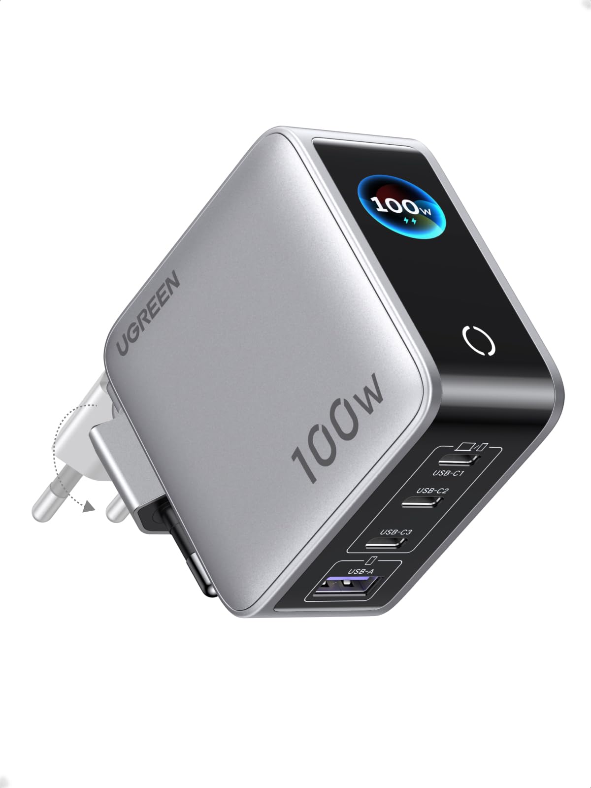 UGREEN Nexode Pro 100W Chargeur Rapide USB C 4 Ports avec Écran Intelligent