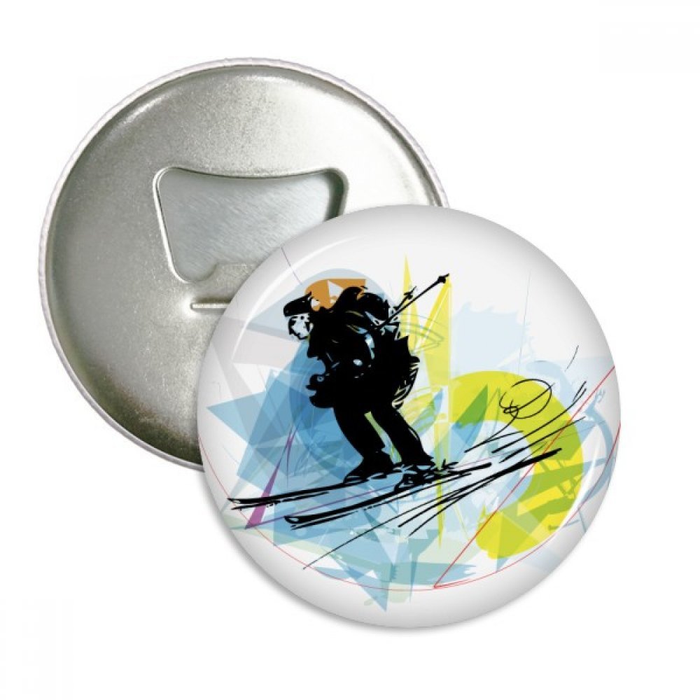 Décapsuleur ski aquarelle aimanté pour ouvrir bouteille facilement