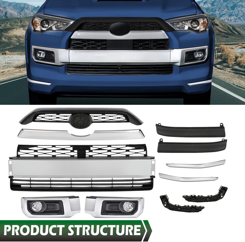 GRAND ORANGE Front Bumper Grille Cover Assembly Body Kits Compatible with Toyota 4Runner Limited 2014-2019