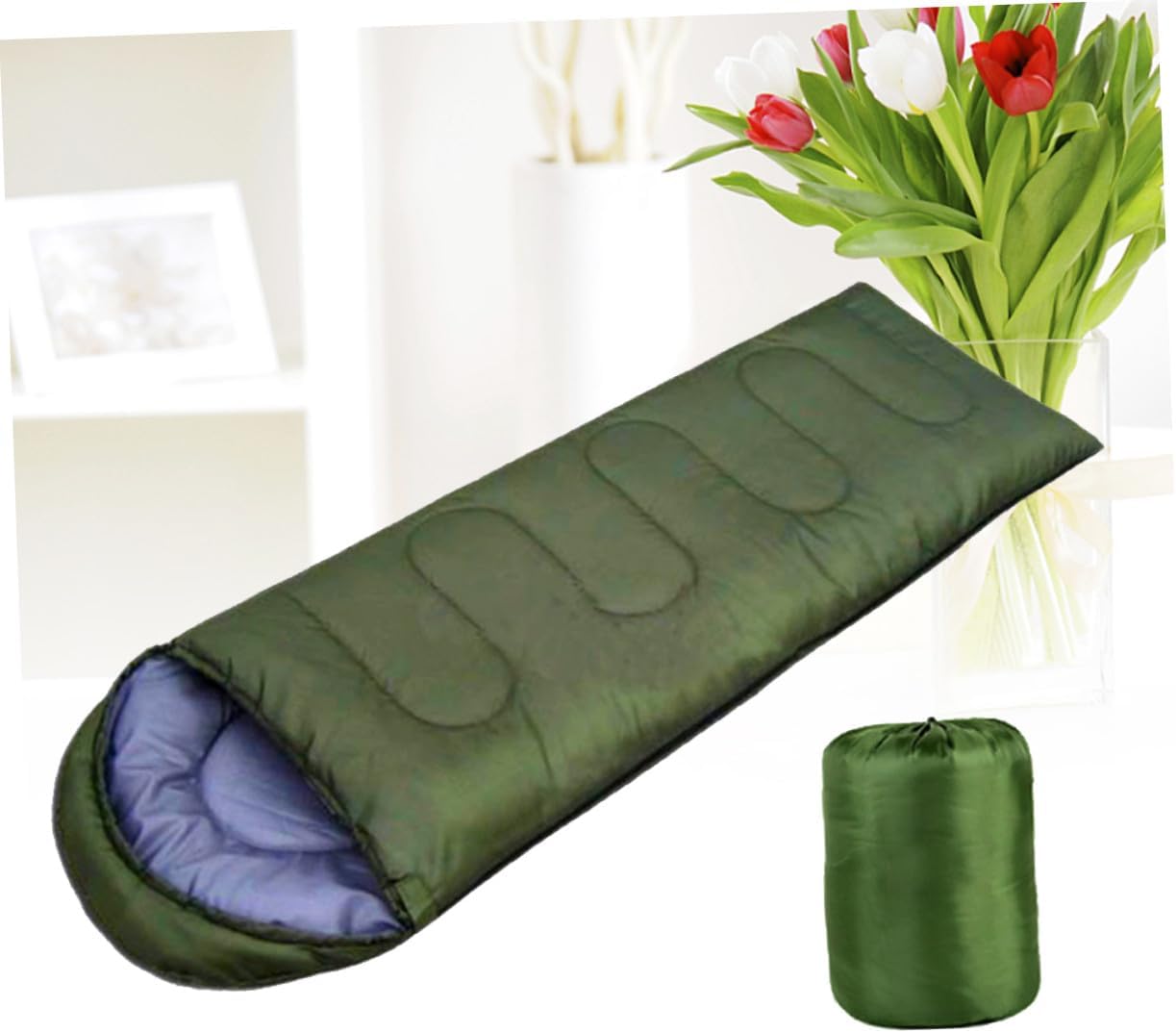 Totority Compression with Hood for Adults Lightweight Envelope Design for Camping Hiking Backpacking Outdoor Activities in Cold Weather Includes Storage Bag Army Green