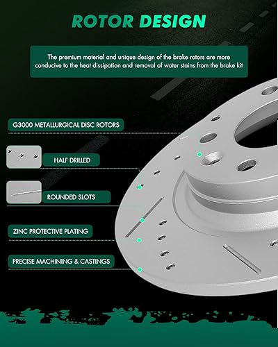 Miniatura 2 de SCITOO Rotores de disco sólido traseros de 11.02 pulgadas (11.024 in) + pastillas de freno de cerámica de repuesto para Ford For Fusion, Lincoln