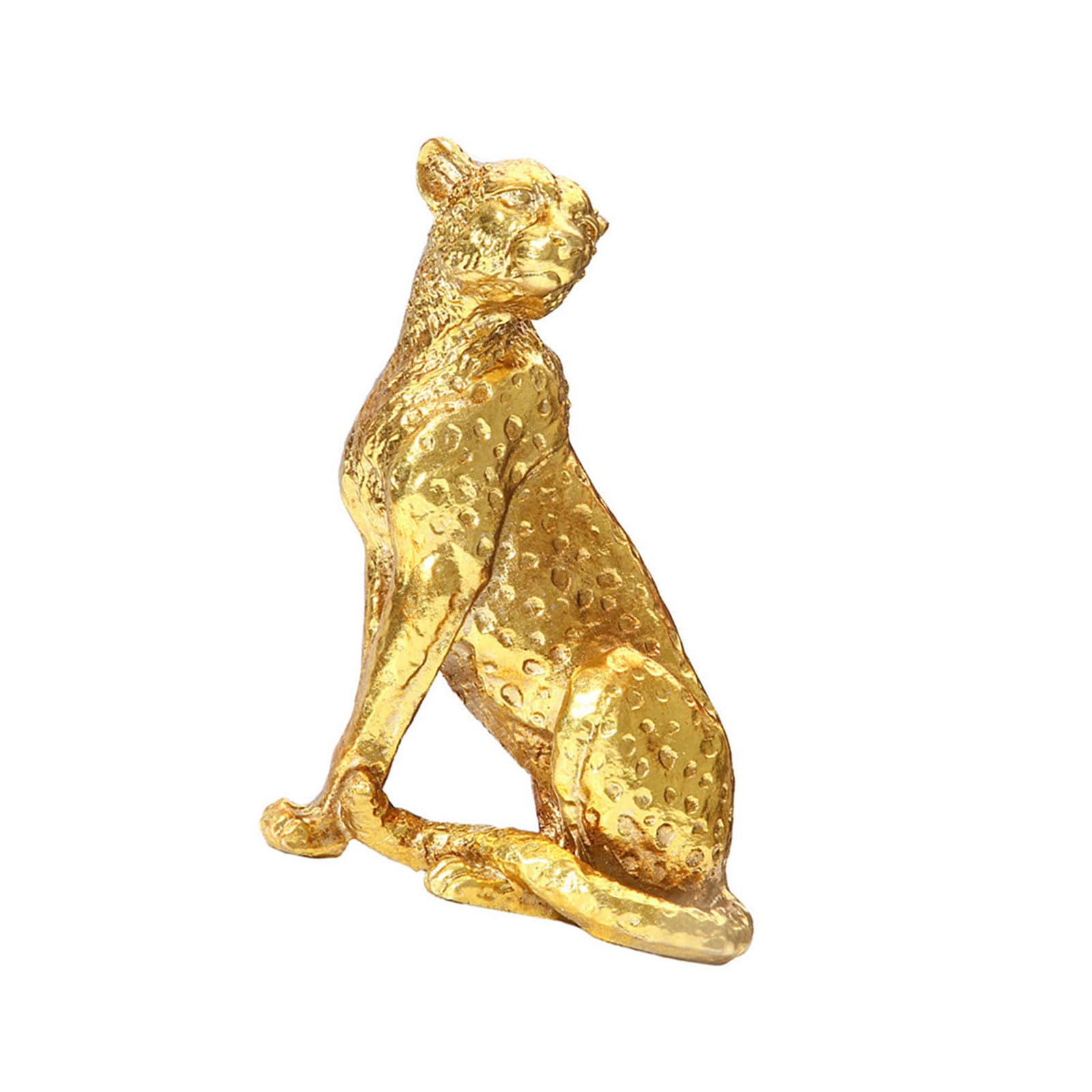 Elnwnnkc Statues Leopard Sculpture Resin Sitting Cheetah Figurine Desktop Tabletop Ornament Decoration for Home Offices Resin Leopard Statue Indoor Outdoor