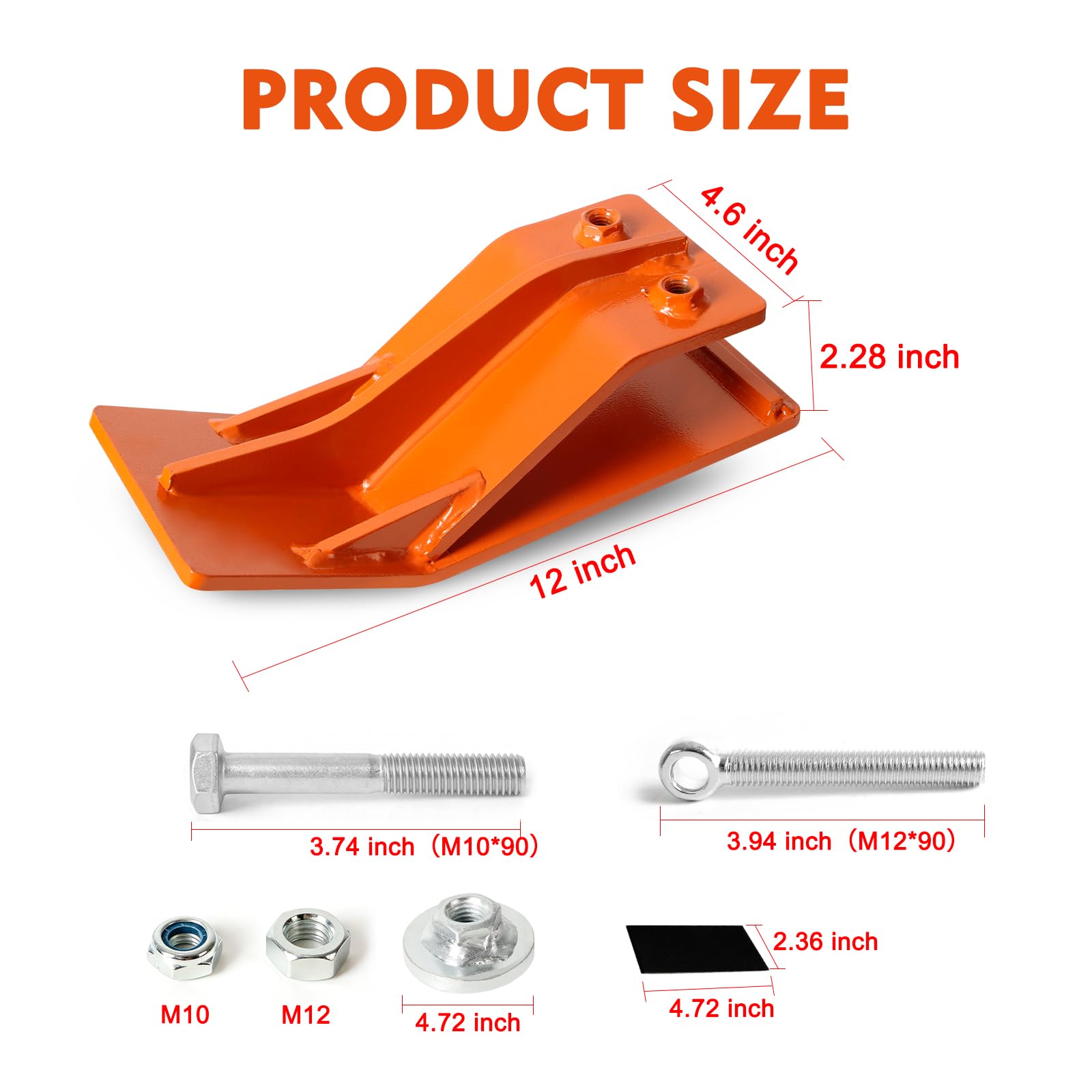 Traktor-Eimer-Schutz, 12,7 cm breit, Eimerkante, rutschfest, zum Entfernen von Schnee, Blättern, Kies, mit rutschfester Stahlplatte, Orange, 2 Stück