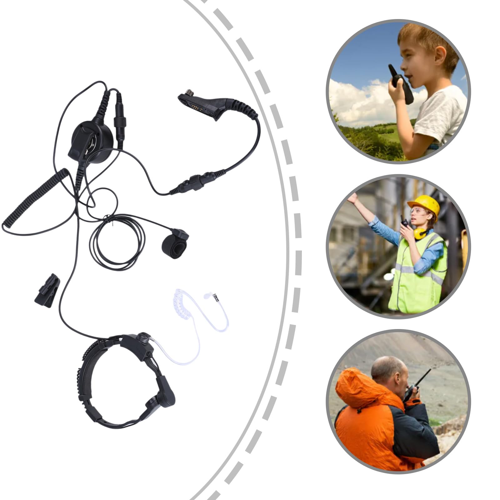 Kehlkopfmikrofon Headsets für P8268 DP4800 DP4600 DP3400 Funkgeräte, Keine Verzerrung, klarer Klang, Kopfhörer Ohrhörer, Mikrofon Ohrhörer