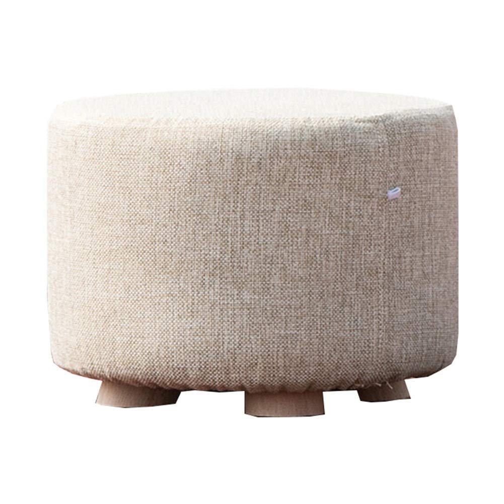 Banc de chaussures tabouret court en bois massif et assise ronde