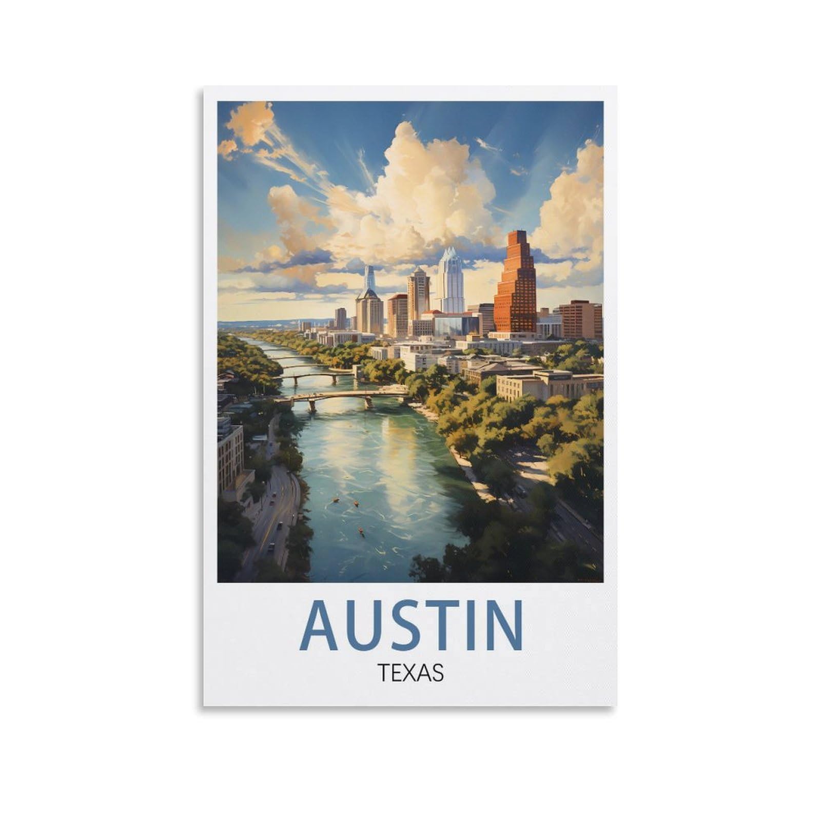 EZMLFA 5D Diamond Art Kits for Beginner,Austin Texas Kits for Adults and Kids, Full Drill Round Rhinestone Paint with Diamonds,DIY 5D Diamond Art 50x60cm