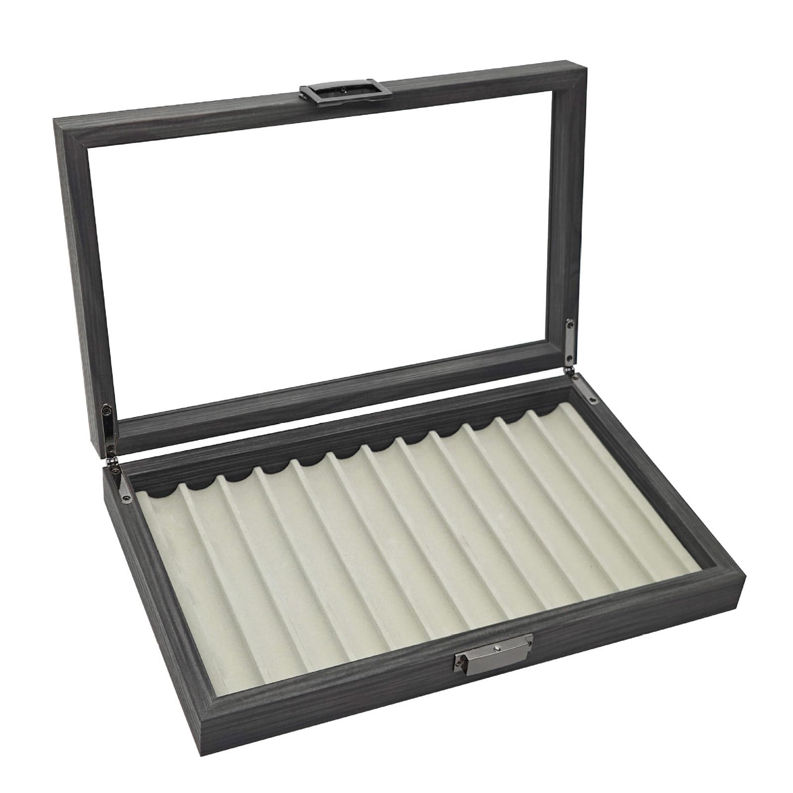 Obotsnoi 12 Slot Fountain Pen Display Case Wood Fountain Organiser Box with Soft Lining for Collector Writing Tool Management Collector Display Tray