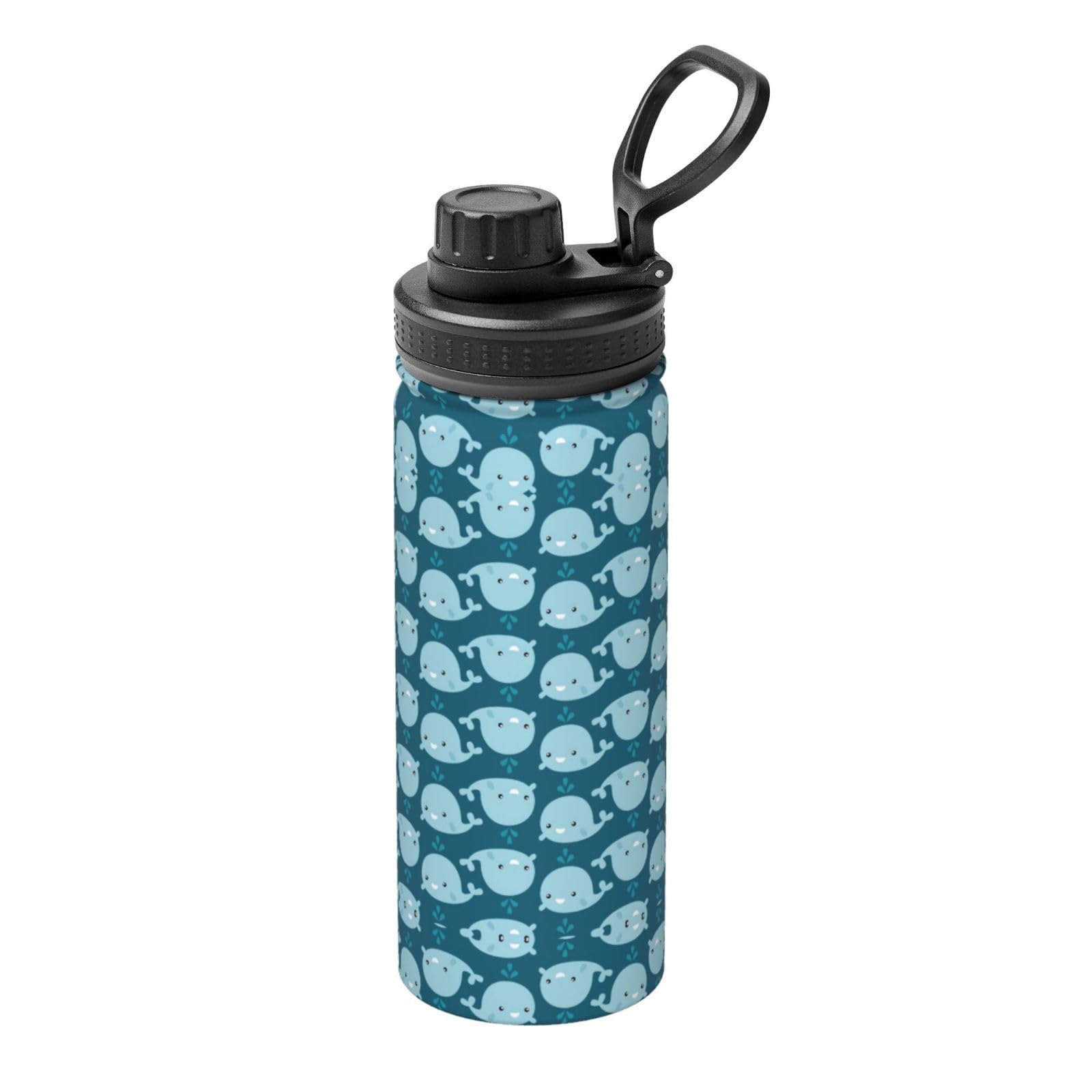 Kfjghhl Insulated Stainless Cartoon Whales Background Steel Water Bottle For Sport Gym Travel Leak Camping Hiking Hydration