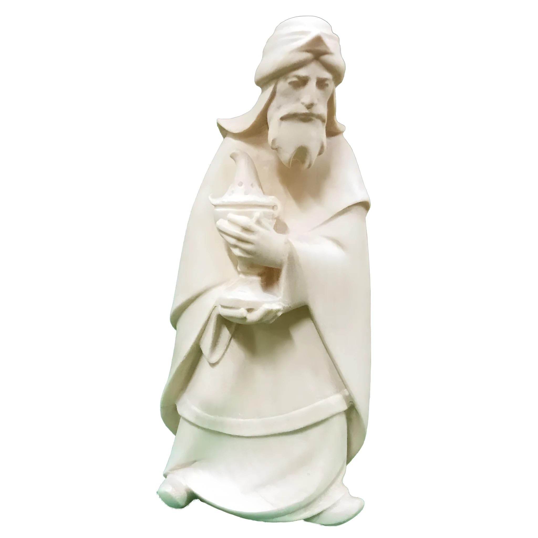 Krippenfigur Zauberer Melchior aus Holz 14 cm | Holz handbemalt in Gröden | Krippenfigur