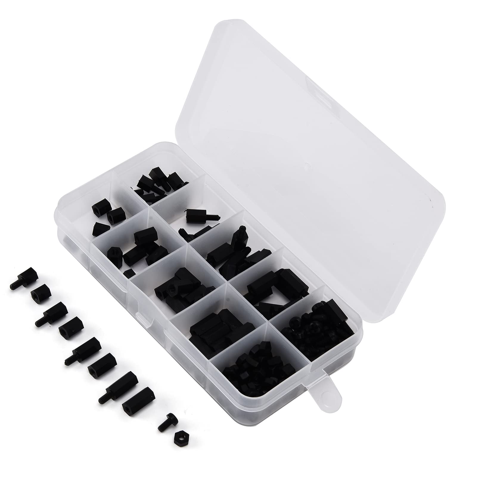 Kit Assortimento 180 Pezzi Distanziatori, Viti E Dadi In Nylon Nero M3 Per PCB, Stagnante