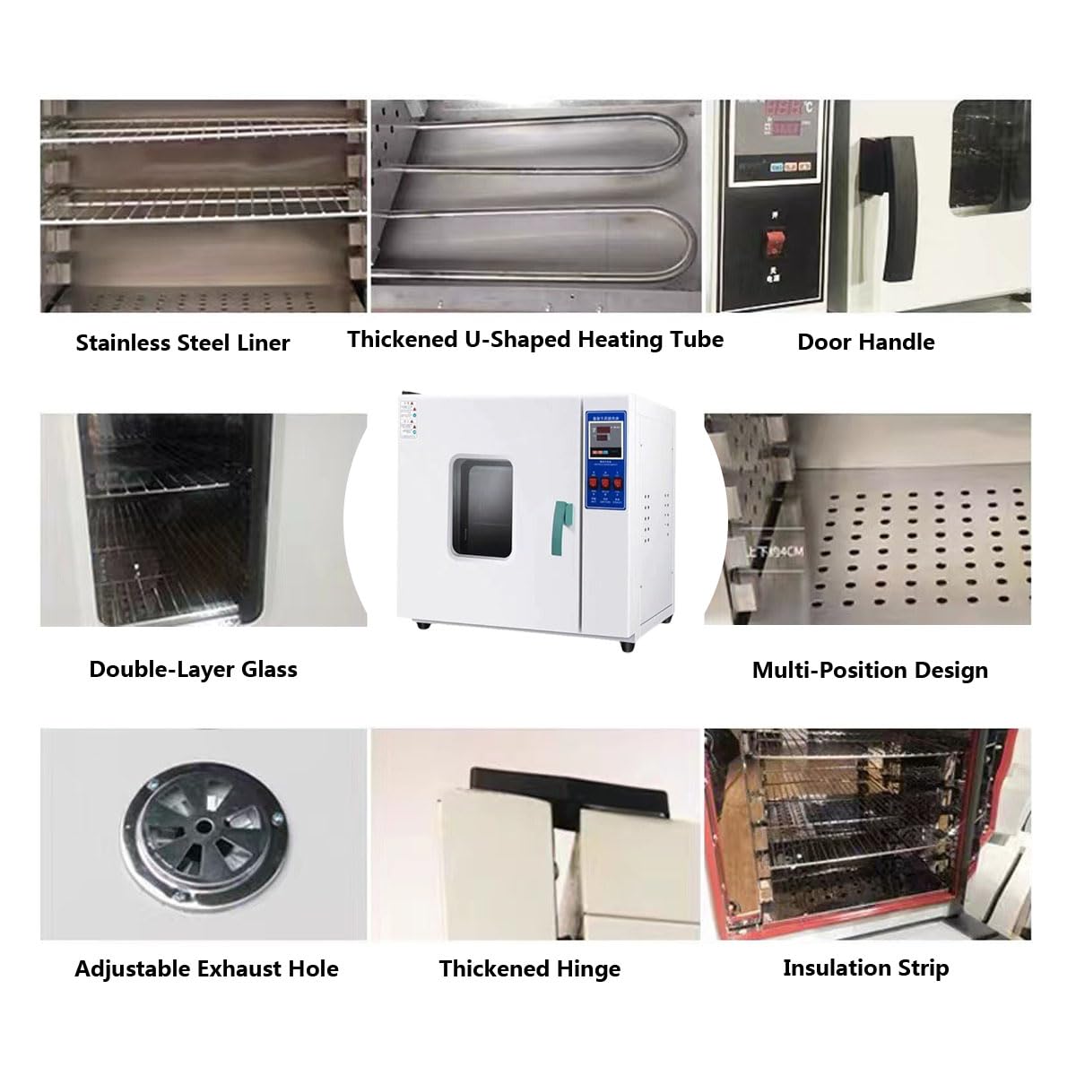 Horno de secado al vacío para uso en laboratorio, capacidad de 70 litros con interior galvanizado, potencia de 1500 W, incluye medidor de vacío y controlador digital para un control preciso de la