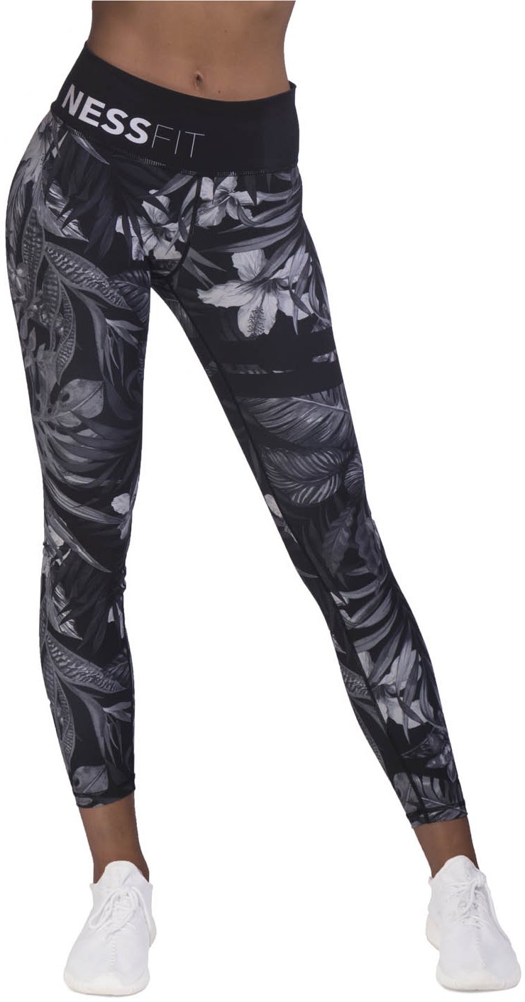 Women’s Fitness High Waist Leggings Workout Tights Compression Gym Yoga Comfortable Pants Full Length XS S M L (X-Small, Black Tropical - Leggings)