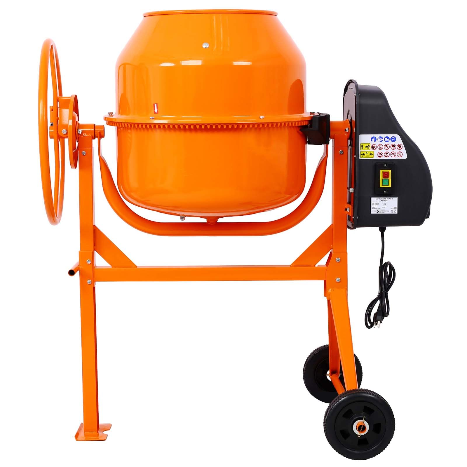Electric Cement Mixer, 5 Cubic Ft, Portable Wheelbarrow Concrete Mixer with 650W Motor & 7-inch Wheels, 2/3 HP Concrete Mixing Machine Tools for