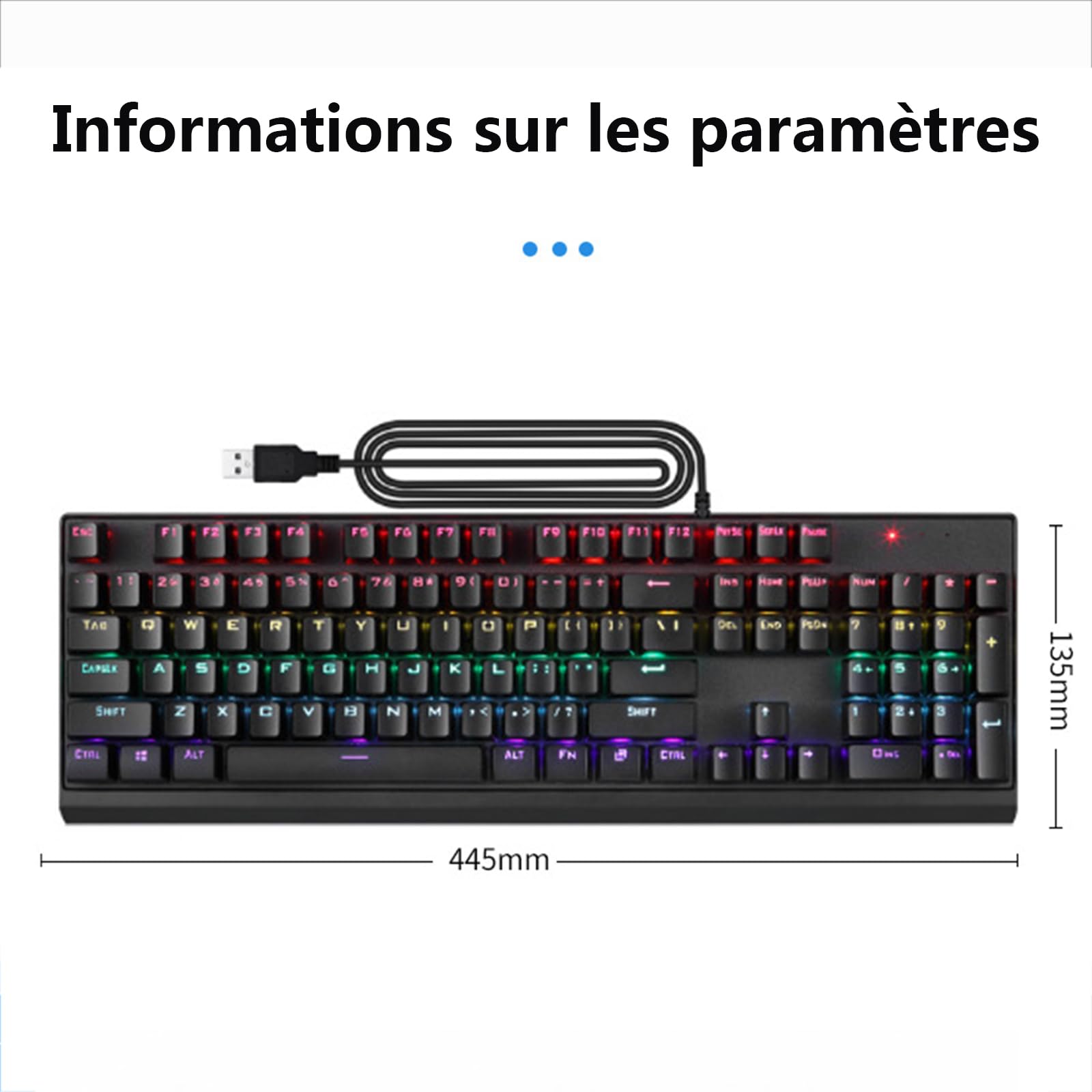 ADMLZQQ Klawiatura Gamer TKL 104 klawisze przewodowe USB, 24 gatunki efektów świetlnych LED - kompaktowa klawiatura gamingowa bez klawiatury numerycznej do PC/PS4/PS5/Xbox