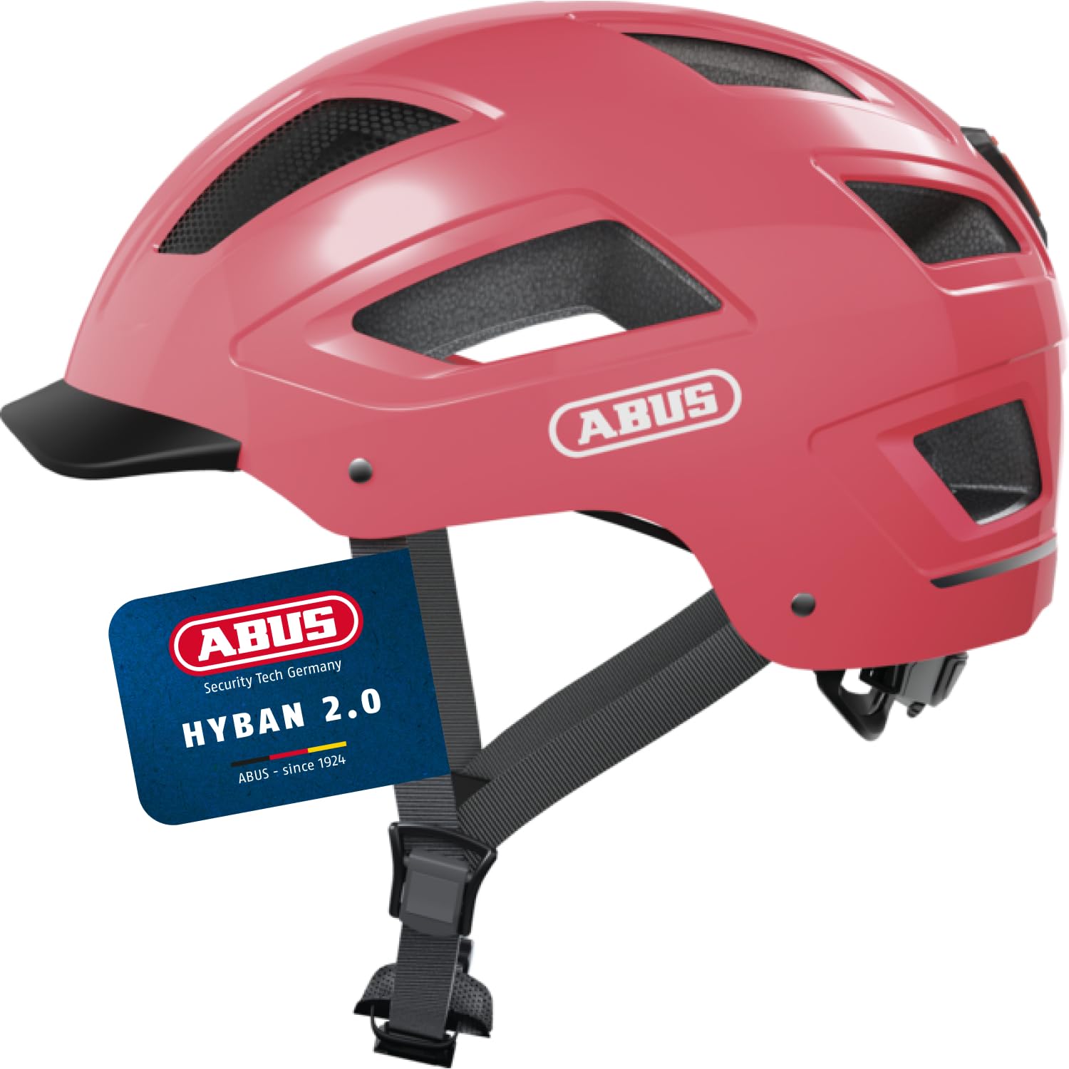 ABUS HYBAN 2.0 Fahrradhelm, Rot (Living Coral), M
