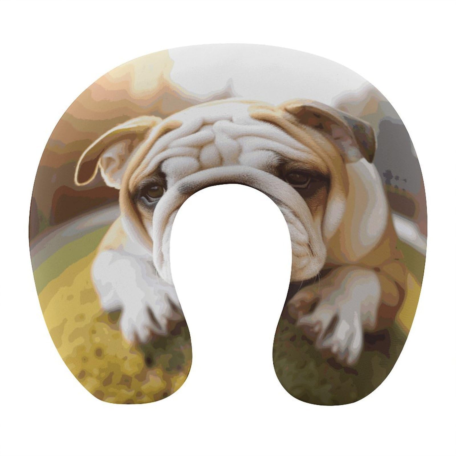 Btcowzrv Style Cute Bulldog Puppy U Shaped Neck Pillow Travel Pillows