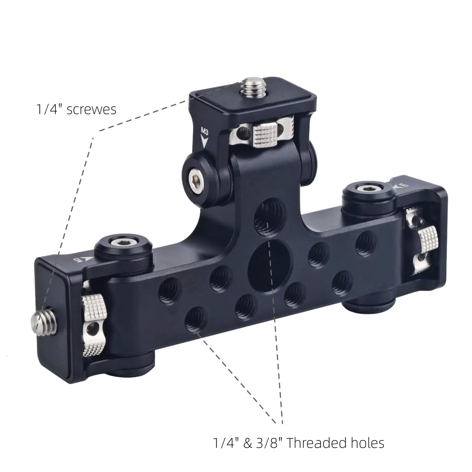 Supporto triplo per telefono per live streaming, staffa in alluminio rotante a 180° con filettatura da 1/4" e 3/8", contiene 3 telefoni per video e foto multi-angolo