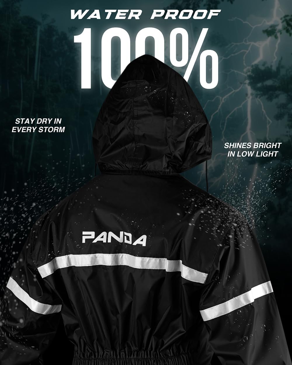 Motorcycle Rain Suits for Men & Women All Weather 2 Pieces Outdoors Waterproof Fishing Hiking Reflective Biker Windproof Suit - Image 8