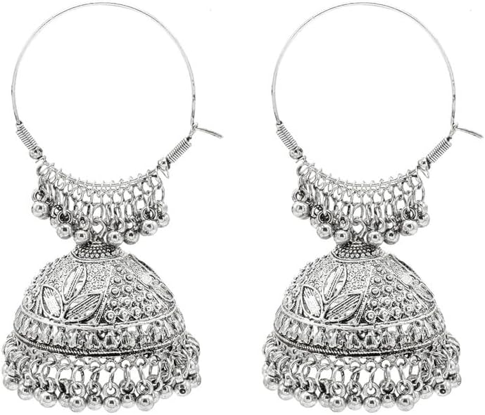 Shining Jewel - By Shivansh Traditional Indian Antique Silver Oxidised Jhumka Earring For Women (SJE_224_S)