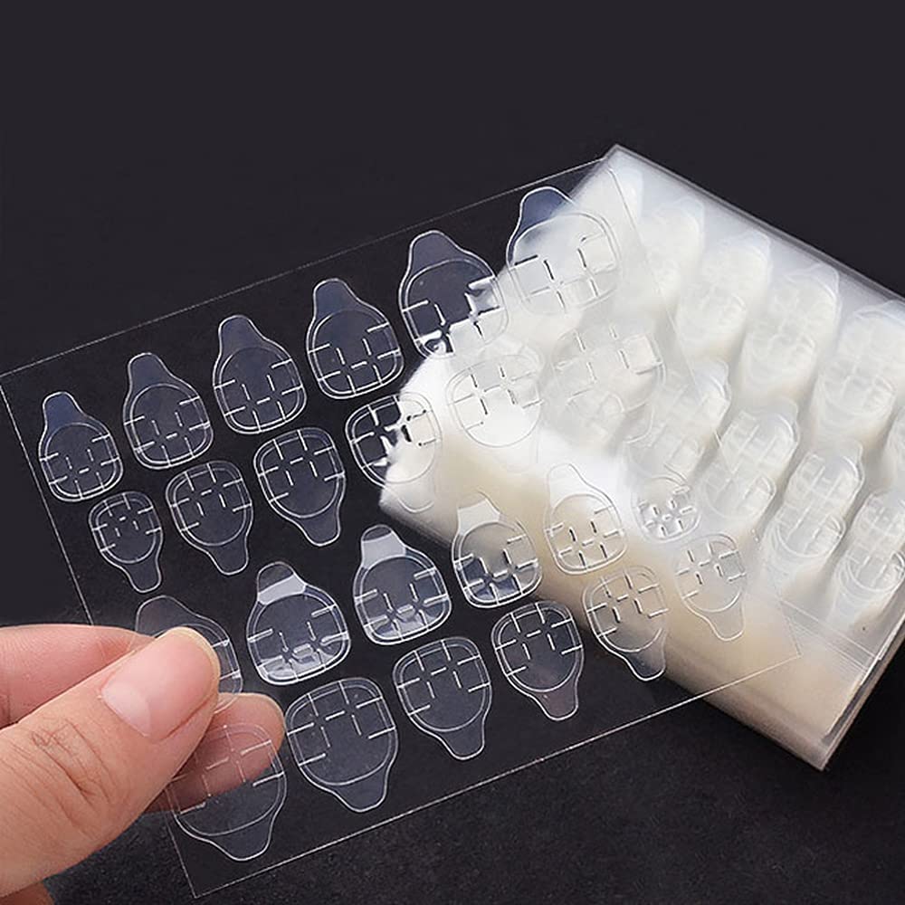 FEORA Double-Sided Adhesive Nail Jelly Sticker Waterproof Breathable Glue Adhesive Super Sticky Fake Nail Glue Stickers for Manicure Stickers for Fake Nails - (Pack of 8)