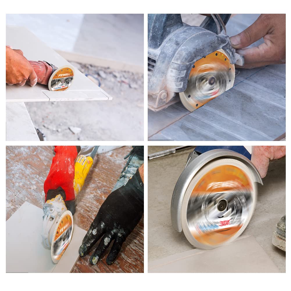 FEWELL Rueda de corte turbo de 17,78 cm, ultrafina, 1,6 mm, dientes X, hoja de diamante, corte en seco y húmedo de porcelana, azulejos y cerámica (1 unidad)