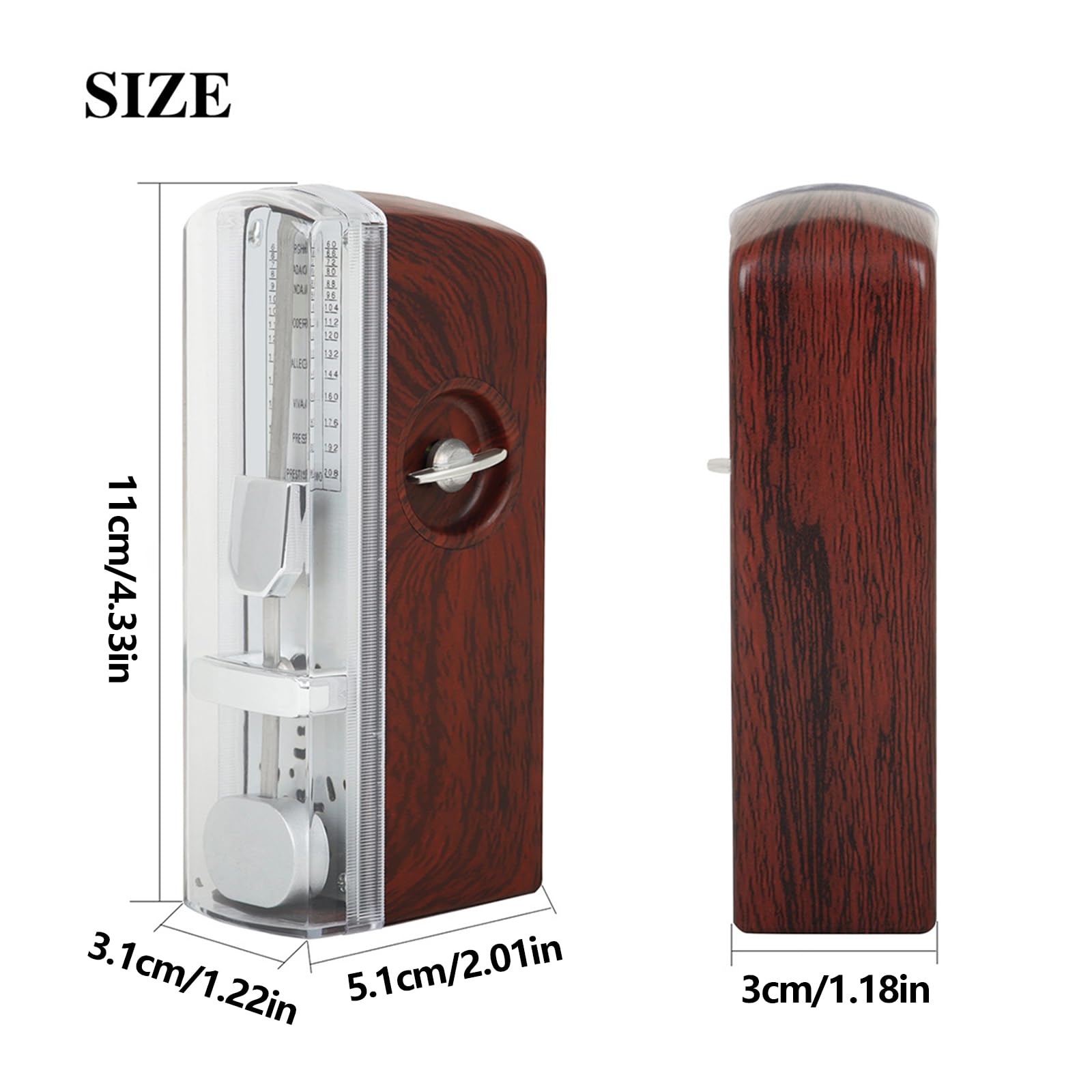 Standard Tower Sound Metronomo meccanico Pianoforte Chitarra Violino Strumenti musicali Precisione Movimento battente Metronomo Meccanico accurato per basso