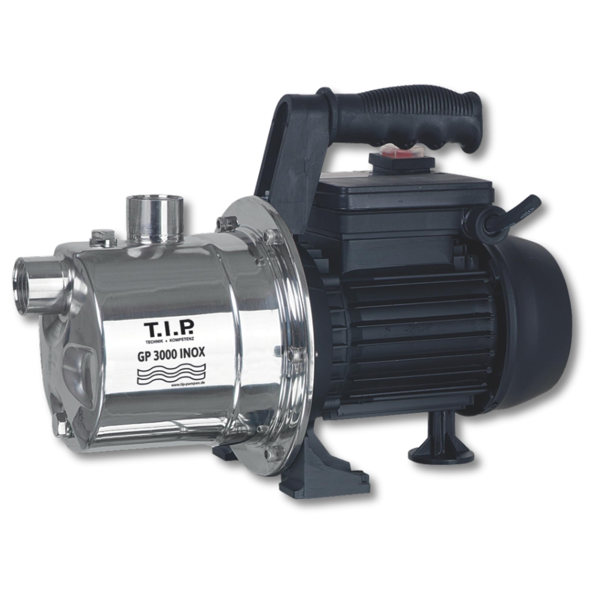 T.I.P. GP 3000 Pompe de Jardin en Acier Inoxidable Débit 2950 l/h Hauteur de Refoulement 42 m Pression d'Eau 4,2 bar Puissance 550 W avec Protection Thermique contre les Surcharges Couleur Argent Noir