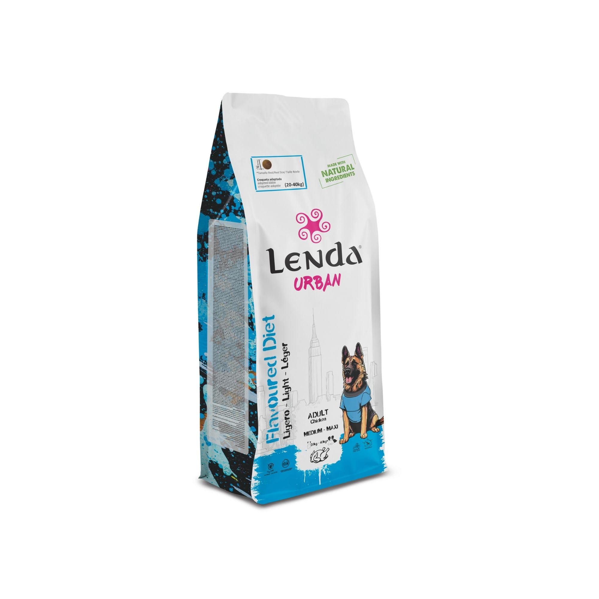 Lenda Urban Flavoured Diet – Light 15 kg, Futter für mittelgroße bis große Hunde (20 – 40 kg), kalorienarm, Futter für große und übergewichtige Hunde, mittelgroße und große Rassen