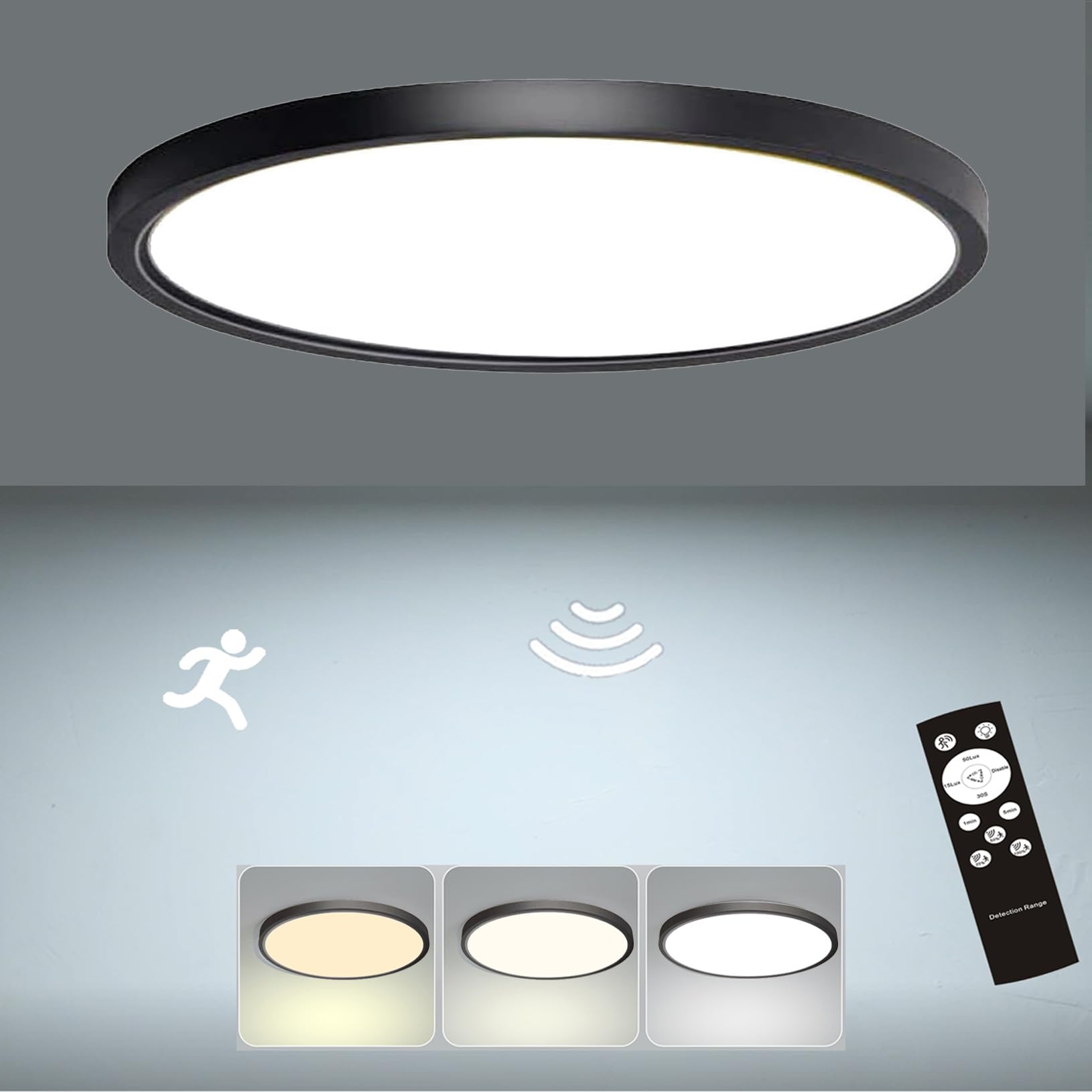 12 Inch Motion Sensor Ceiling Light Indoor Wired, Motion Activated Flush Mount Light Fixture, Motion Sensor Light Indoor for Closet Hallway Porch