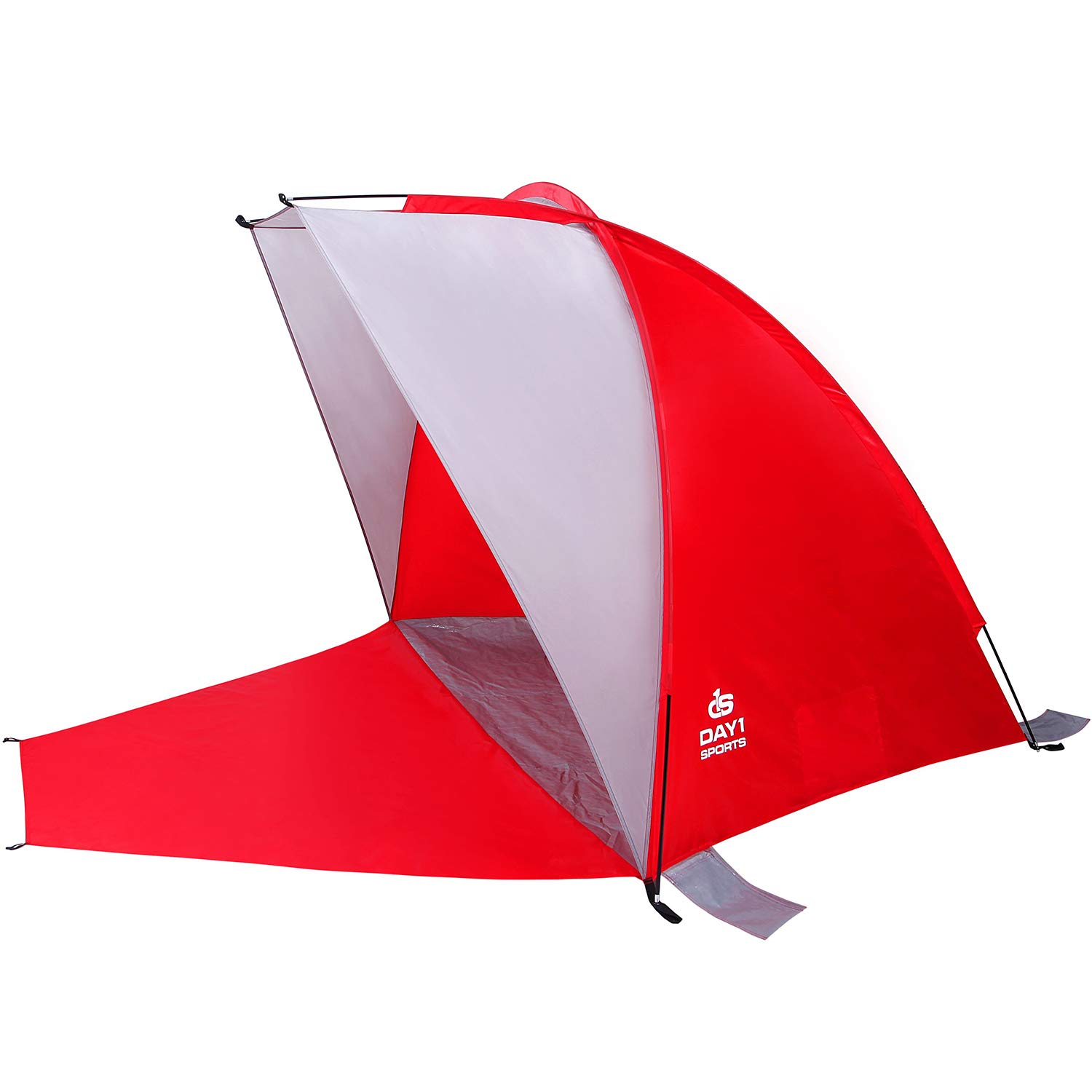 Beach Shade with Sand Stakes, Carry Bag by D1S - Extended Canopy for Sun, Shade, Shelter - Portable, Day Tents - Outdoor Cabana Tent, Mesh Window, Privacy Screen, UV Protection