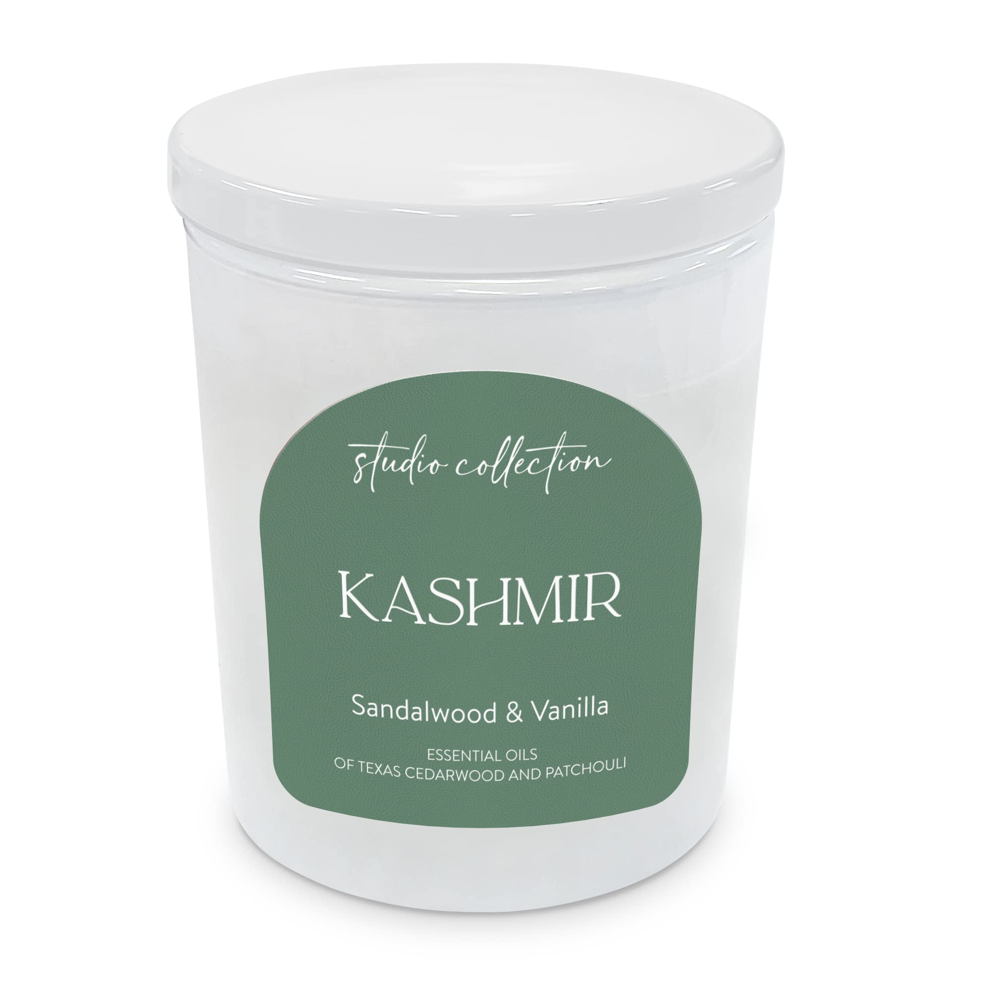 Studio Oh!Kashmir Studio Collection Scented Candle, White Candle in Lidded Glass Candle Jar 10.5 oz
