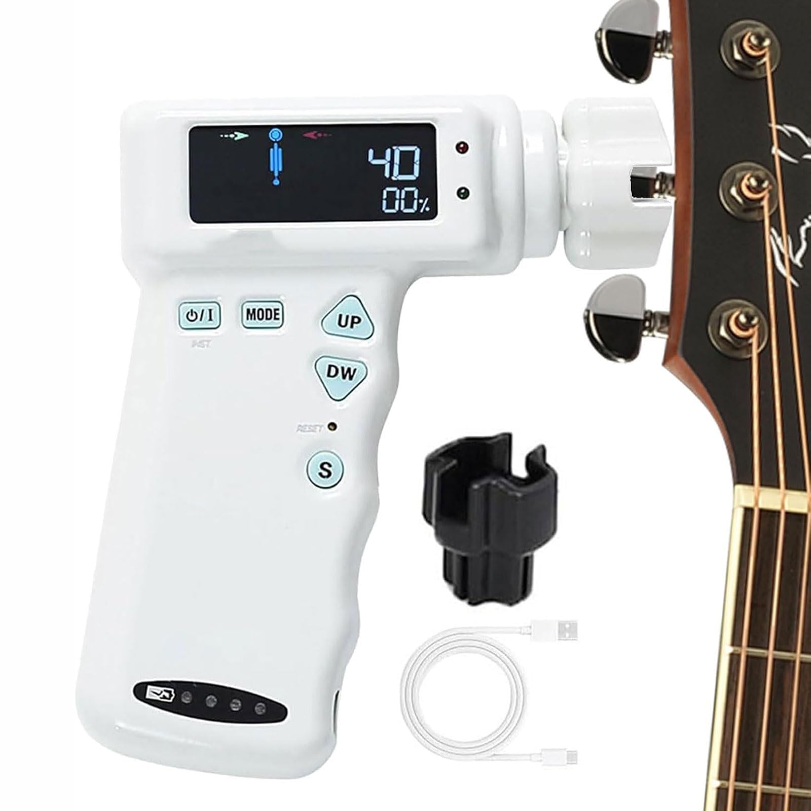 Accordatore automatico per chitarra con display di accordatura, batteria da 2600 mAh, per chitarre acustiche, classiche, elettriche e ukulele