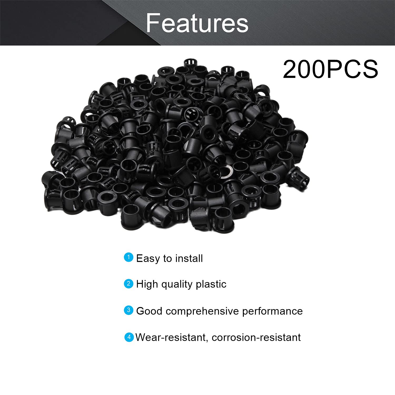 200Pcs Cable Snap Bushing Grommets 10mm/0.39 Mounted Dia
