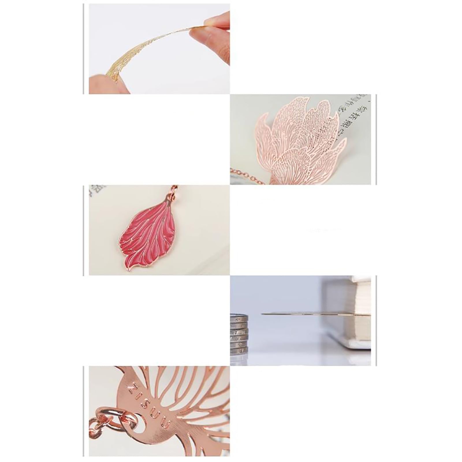 Zakładka w książce,Begonia Metal Copper Artistic Bookmark z żyłkami botanicznymi i kwiatowymi