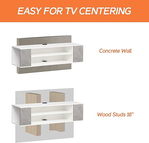 Miniatura 5 de WAMPAT Soporte flotante para TV con luces LED azules, estante montado en la pared, centro de entretenimiento, gabinete de TV flotante, consola Luces