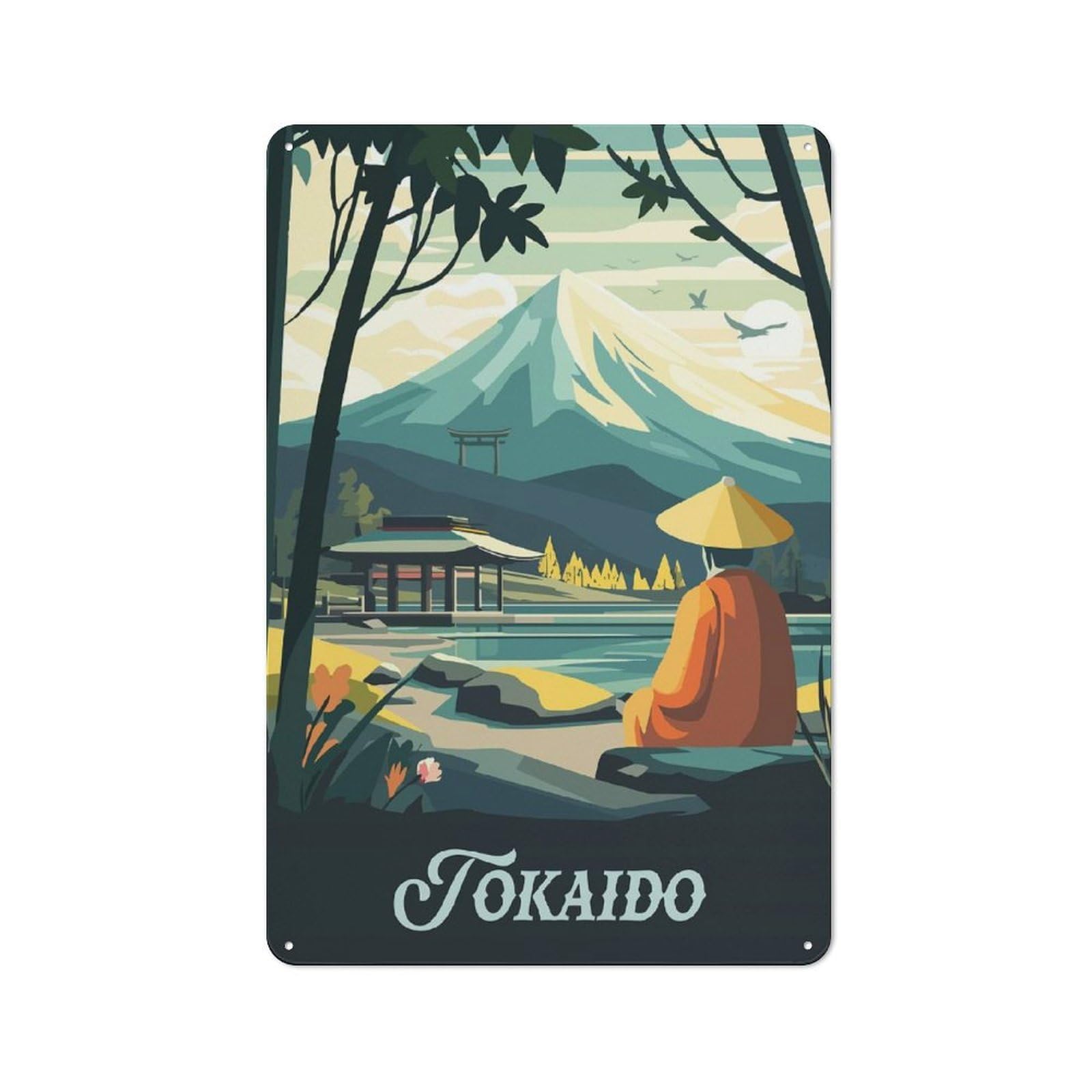 Junmoney Tokaido Board Game Inspired Illustration Vintage Tin Sign 30X20cm With For Workshop Wall, For Makers And Diy Enthusiasts, For Retro Home Interiors