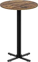 Yatiney BT10BR Round Counter Height Bar Table - Industrial Rustic Brown & Black Pub Table for Kitchen, Dining, Bar, Cafe