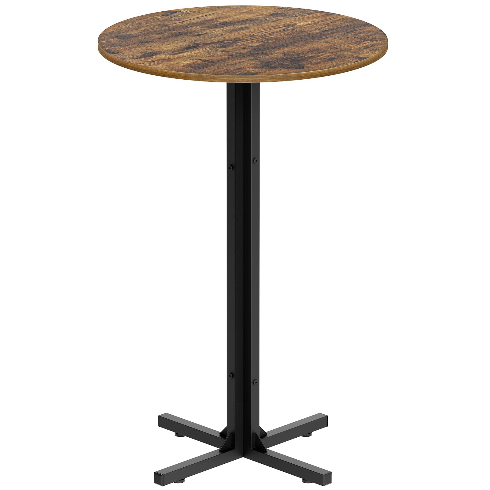 YATINEY Stehtisch 90 cm hoch, Bartisch, Bistrotisch rund, hoher Stehtisch, für Restaurants, Küchen, Bars, Pubs, Vintagebraun und Schwarz XBT10BR