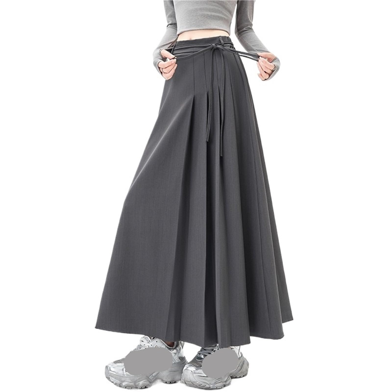 Falda Larga Falda larga plisada elegante de cintura alta for mujer, estilo paraguas, for oficina, holgada, corte A, for otoño