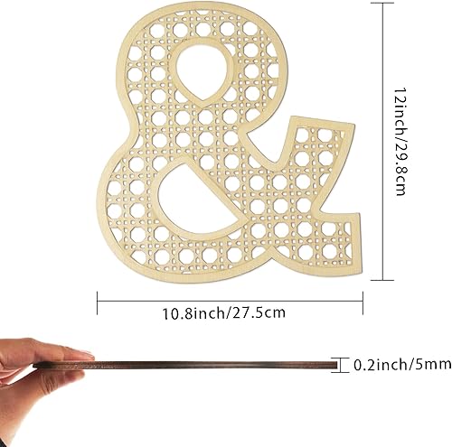 Miniatura 2 de Letras de ratán de madera para decoración de pared, letras de madera rústicas de 12 pulgadas, letras de madera de ratán para decoración de pared de