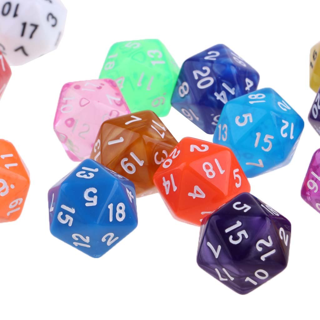 Lot de 5 dés polyédriques D20 pour jeu TRPG Donjons et Dragons Couleur aléatoire