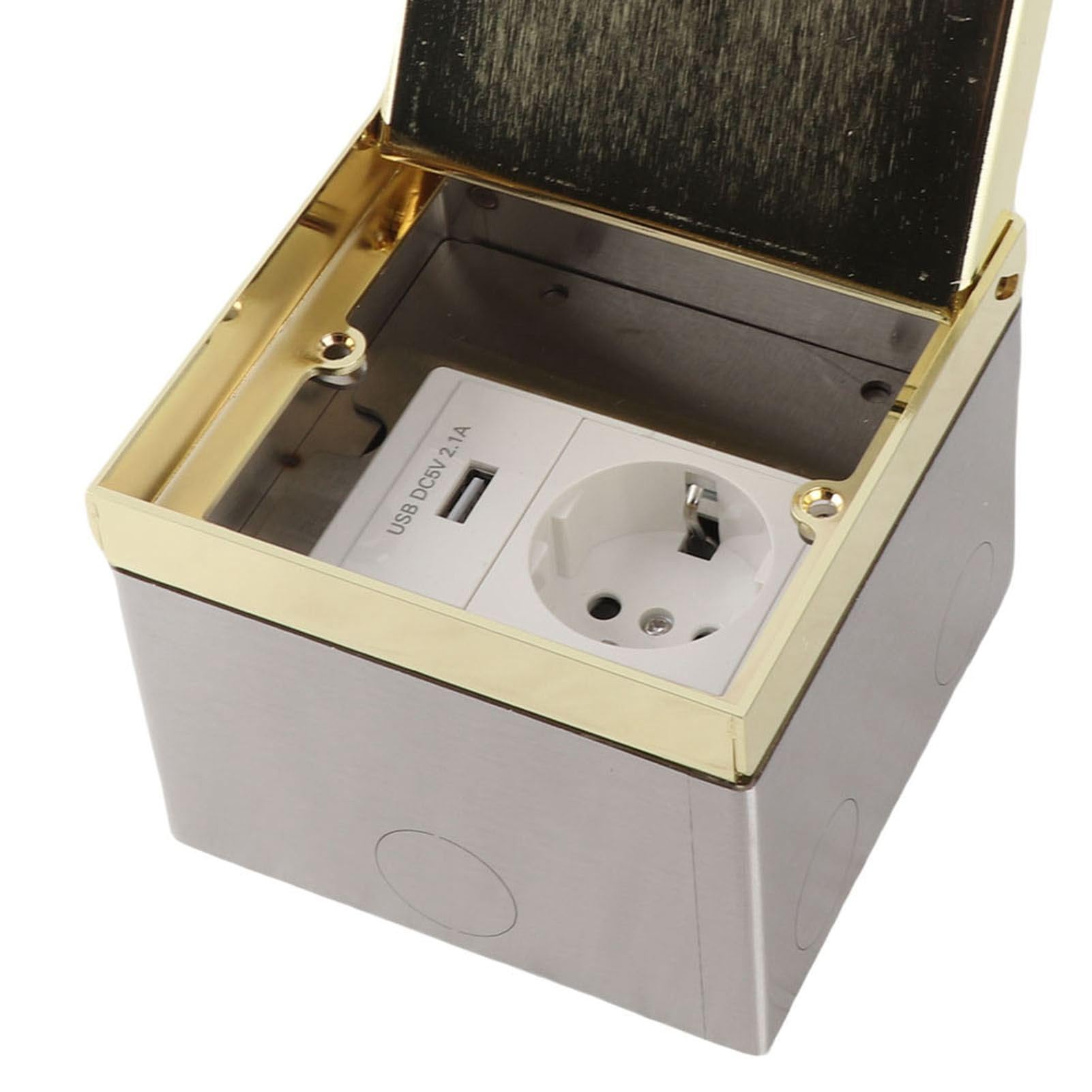 AUNMAS Scatola di Derivazione da Incasso a Pavimento, in Acciaio Inossidabile, con Porta USB e Potenza 4000 W per Casa e Ufficio