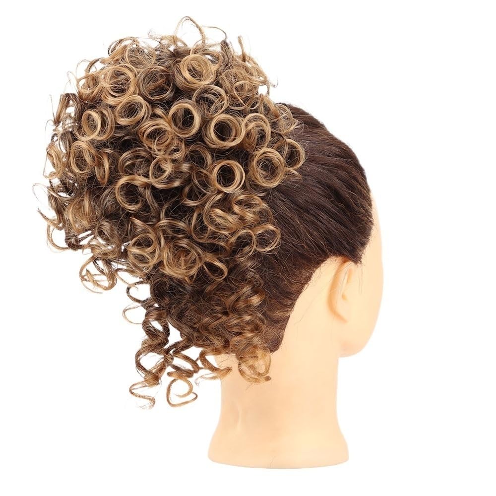 Panino per Capelli disordinato Chignon spettinato for Donna, Extension for Capelli Sintetici Ricci con Coulisse Elastica Parrucchino a Coda di Cavallo per l'uso Quotidiano(1BT30)